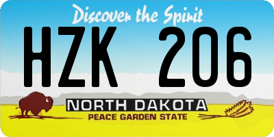 ND license plate HZK206