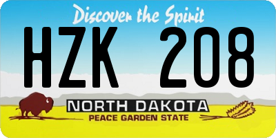 ND license plate HZK208