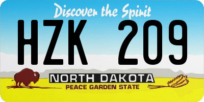 ND license plate HZK209