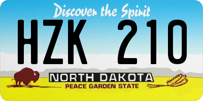 ND license plate HZK210