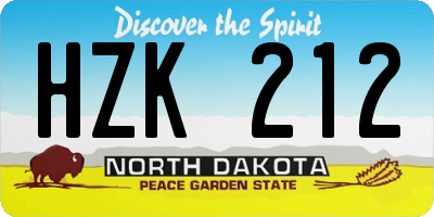 ND license plate HZK212