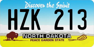 ND license plate HZK213