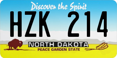 ND license plate HZK214
