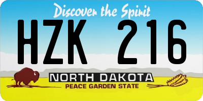 ND license plate HZK216