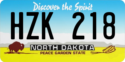 ND license plate HZK218
