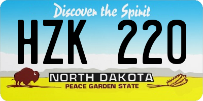 ND license plate HZK220