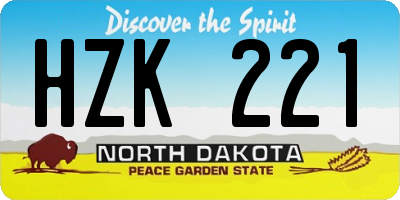 ND license plate HZK221