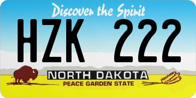 ND license plate HZK222