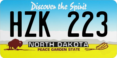 ND license plate HZK223