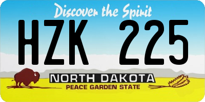 ND license plate HZK225