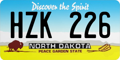 ND license plate HZK226