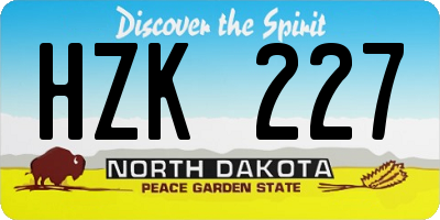 ND license plate HZK227