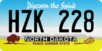 ND license plate HZK228