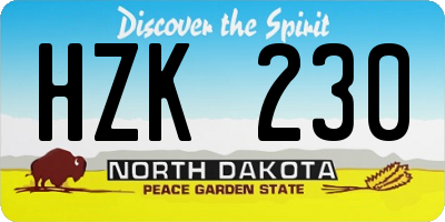 ND license plate HZK230