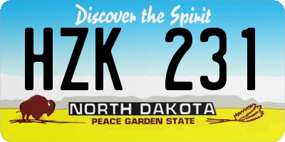ND license plate HZK231