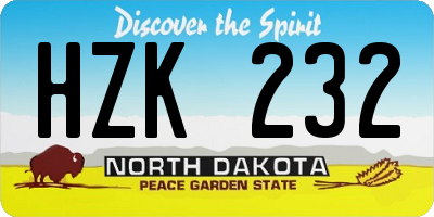 ND license plate HZK232