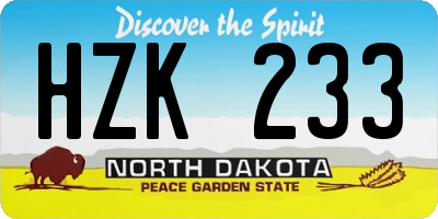 ND license plate HZK233