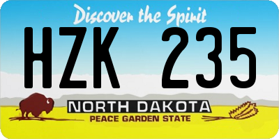 ND license plate HZK235