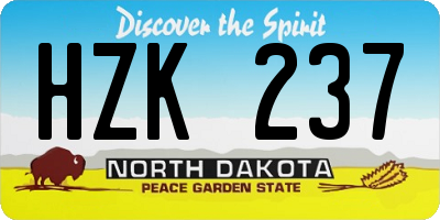 ND license plate HZK237