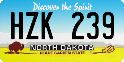 ND license plate HZK239