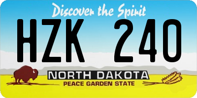 ND license plate HZK240