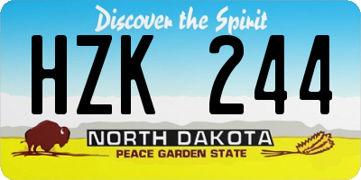ND license plate HZK244