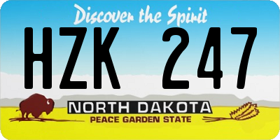 ND license plate HZK247