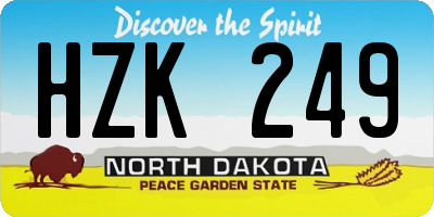 ND license plate HZK249