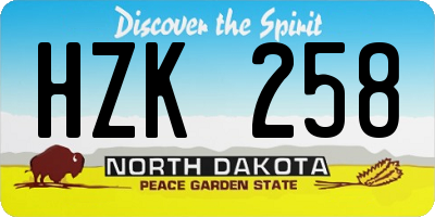 ND license plate HZK258