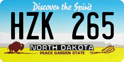 ND license plate HZK265