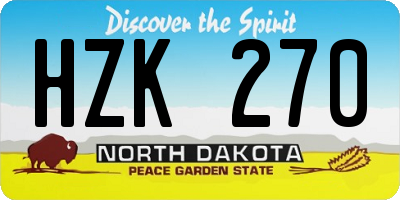 ND license plate HZK270