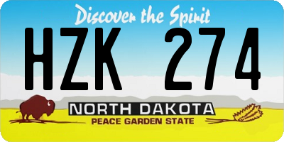 ND license plate HZK274