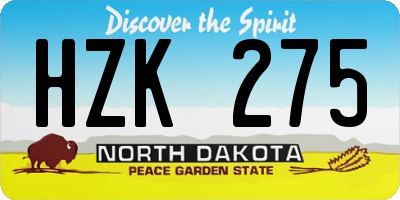 ND license plate HZK275