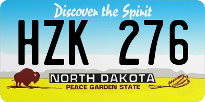 ND license plate HZK276