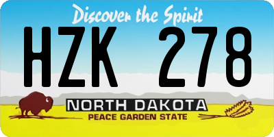 ND license plate HZK278