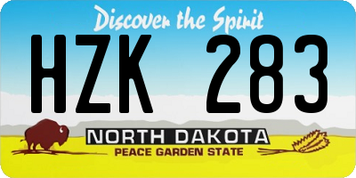 ND license plate HZK283