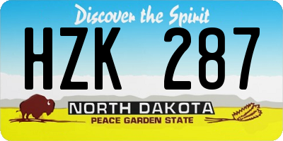 ND license plate HZK287