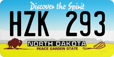 ND license plate HZK293