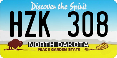 ND license plate HZK308