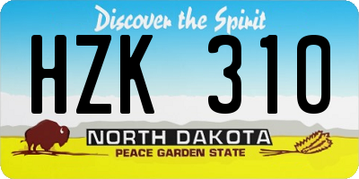 ND license plate HZK310