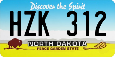 ND license plate HZK312