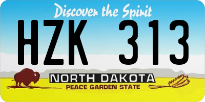 ND license plate HZK313