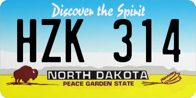 ND license plate HZK314