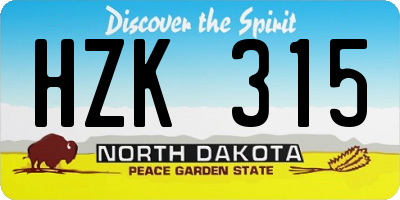 ND license plate HZK315