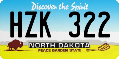 ND license plate HZK322