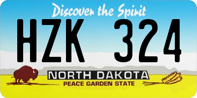 ND license plate HZK324