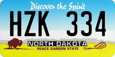 ND license plate HZK334