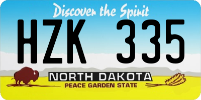 ND license plate HZK335
