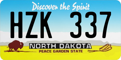 ND license plate HZK337