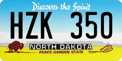 ND license plate HZK350